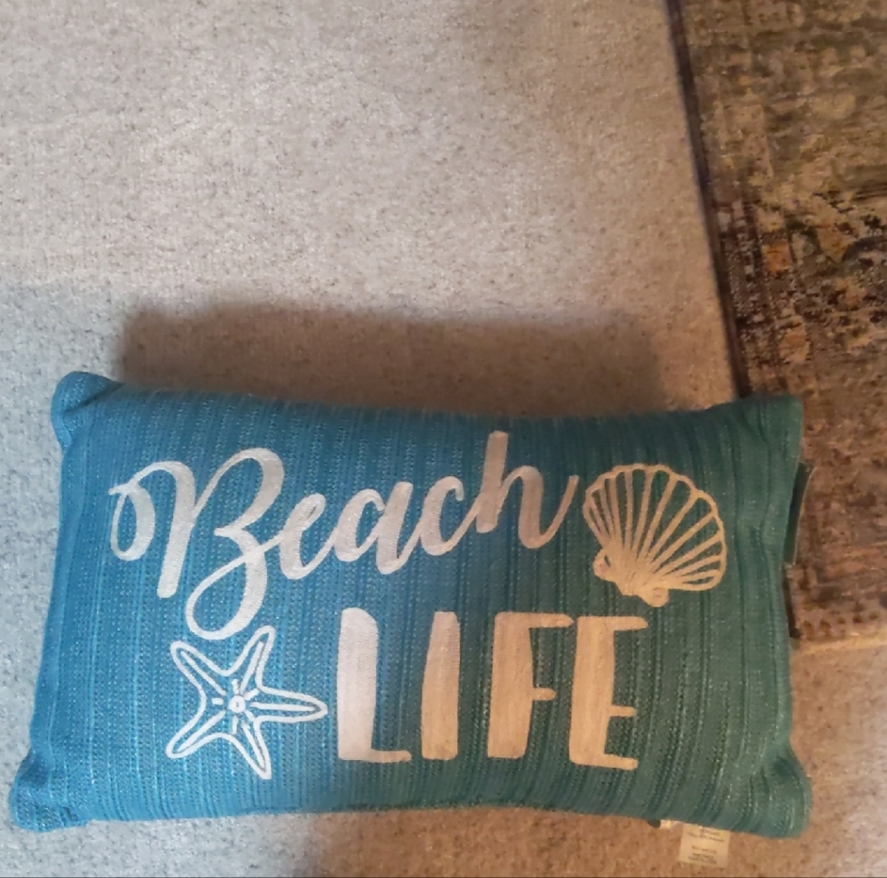 Coastal Vibes Blue and White Pillow